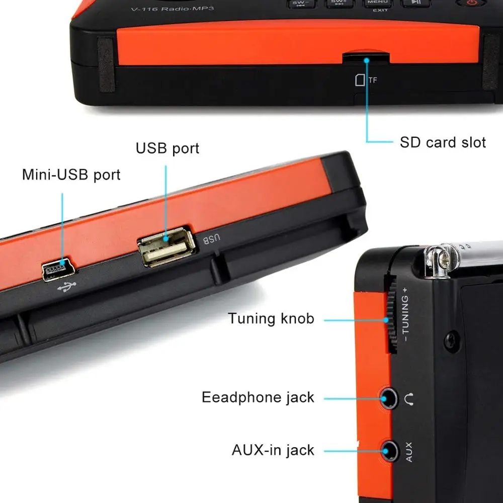 TIVDIO Portable Radio FM MW SW Multiband Radio Receiver MP3 Player with Sleep Timer Alarm Clock F9206A TIVDIO Portable Radio FM MW SW Multiband Radio Receiver MP3 Player with Sleep Timer Alarm Clock F9206A