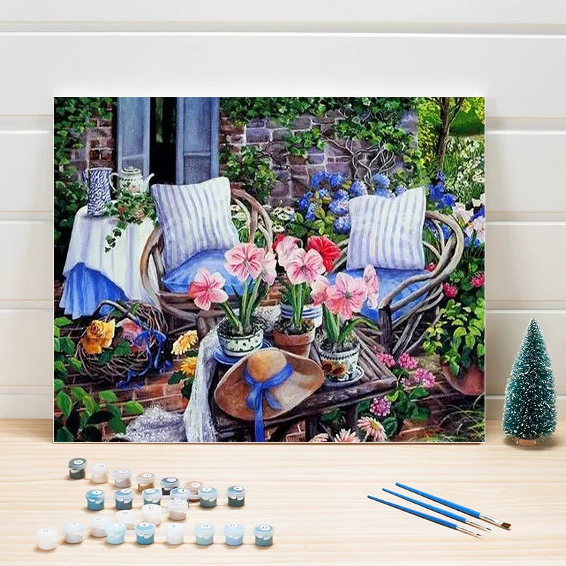 

Picture Paint By Numbers Flowers On Canvas DIY Acrylic Still Life Painting Coloring Arts For Living Room Wall Drawing One Piece