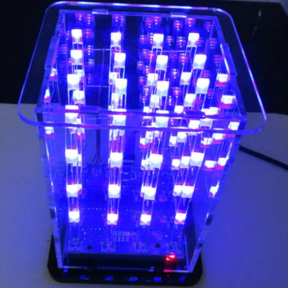

Durable 4*4*4 3D LED Light Squared Blue Ray LED Cube DIY PCB Board Kit Set CLH@8