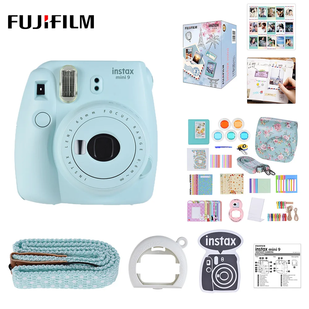 

5 Colors Fujifilm Instax Mini 9 Instant Camera Photo Camera + 30 Sheets Fujifilm Instax Mini Film + 13 in 1 Kit Camera Bag Case