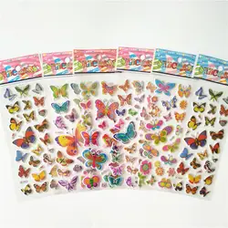 6 листов горячие продажи красивый милый мультфильм бабочка наклейки ПВХ Награда дети милый мультфильм пухлые пузырь игрушки наклейки