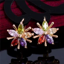 H: HYDE винтажная Мода CZ серьги-кольца с цирконом brinco Fine Jewelry уникальный цветок маленький золотой цвет серьги для женщин