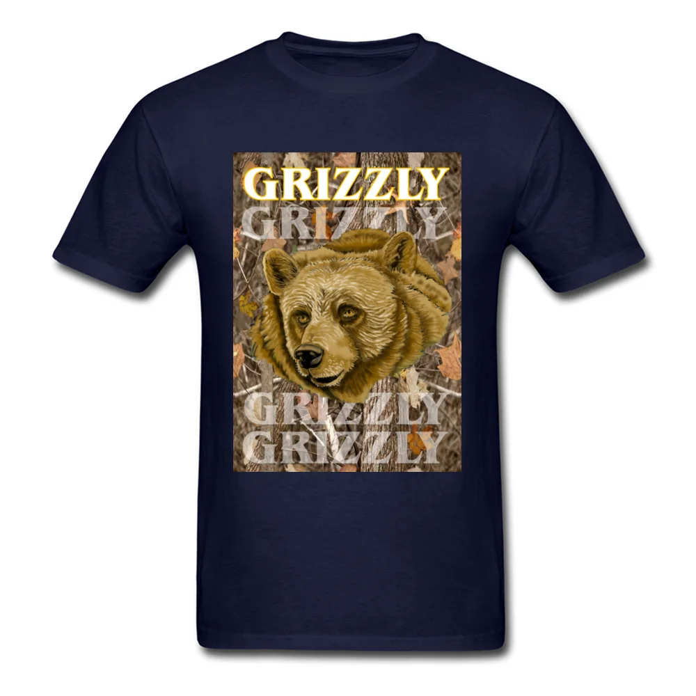 Grizzly T-Shirt Short Sleeve Casual Brand Men Thanksgiving Day Tops Shirts Casual Top T-shirts Round Collar Cotton Grizzly navy