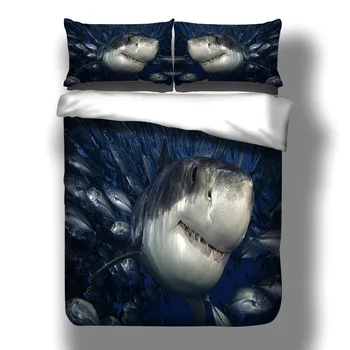 

3D shark fish animal design twin king queen double bedclothes duvet cover set bedding set