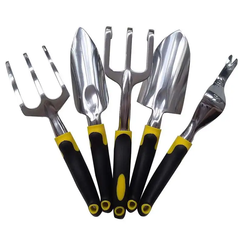 

BESTOYARD 5PCS Garden Tool Set Trowel Fork Transplanter Cultivator Weeder (Yellow & Black)