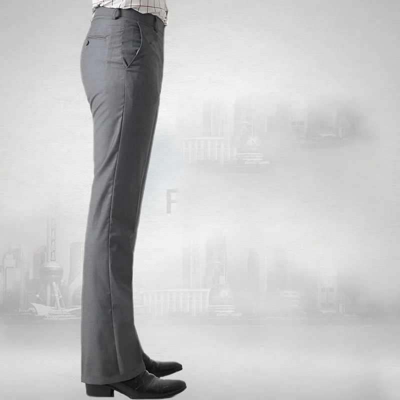 Весна Новые расклешенные брюки мужские повседневные брюки Британский Досуг kahki цвет горячие ноги брюки - Цвет: grey