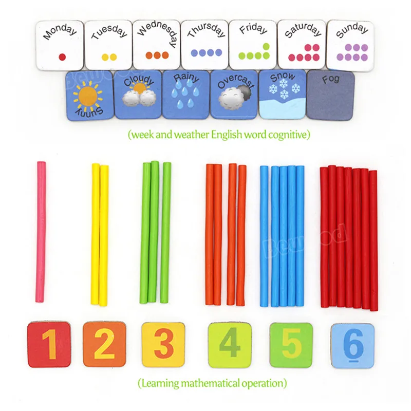 Деревянная игрушка материалы Abacus Подсчет деревянной палочкой с коробкой математику раннего обучения Развивающие игрушки для Для детей