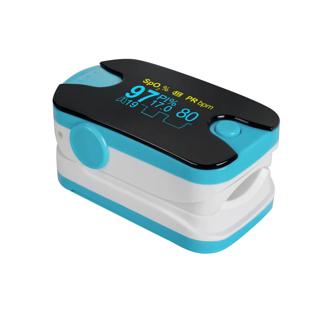 8R3 Blue Portable Color OLED Finger Pulse Oximeter 4 Parameter SPO2 PR