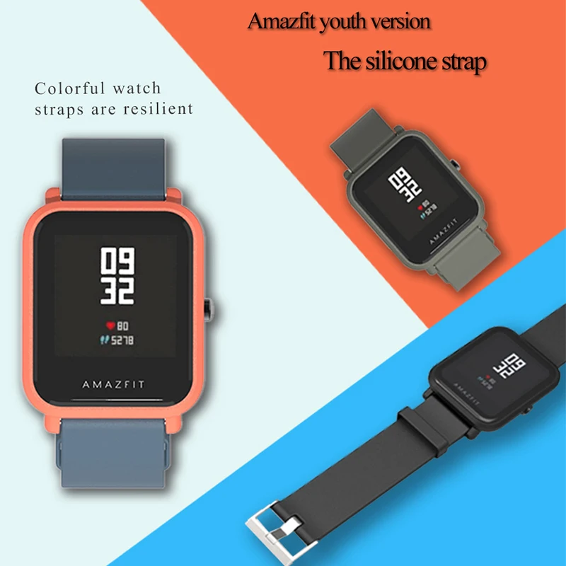 Новинка, ремешок на запястье для AMAZFIT, молодежная версия, умные часы с 20 мм шириной, силиконовый цветной Сменный ремень для amzfit