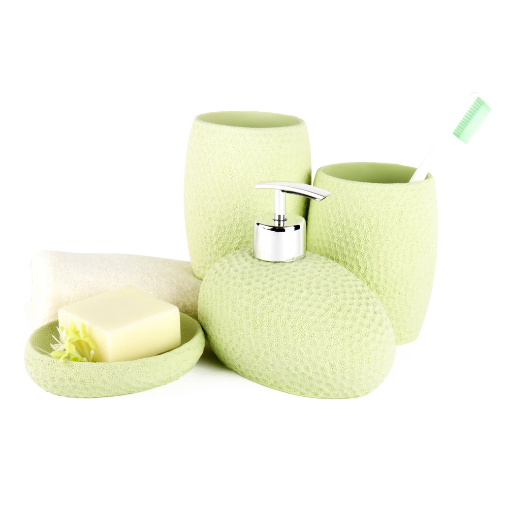 Noary Fashion, набор аксессуаров для ванной из смолы, набор из 4 предметов, Набор принадлежностей для ванной, набор из 4 предметов, коралловый риф, узор, яркие цвета, DecoTalk - Цвет: Light Green