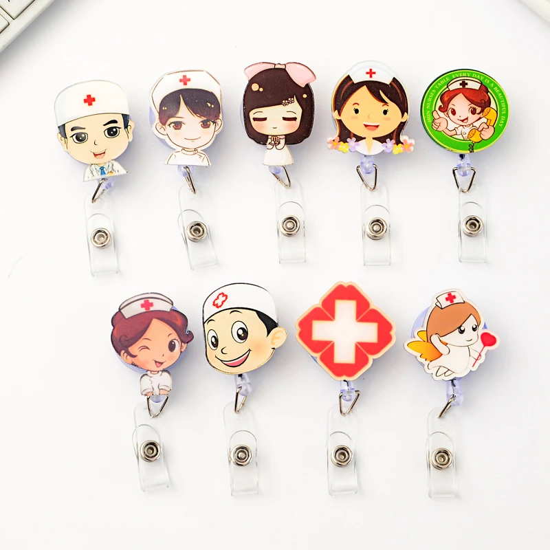 Cute Retractable Badge Reel Student Nurse Exhibition ID Name Card Badge Holder Office Business Supplies