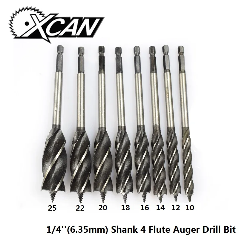 

XCAN 1pc 10-25mm Hex Shank 4 Flute Auger Drill Bit Wood Hole Cutter Core Drill Bit Wood Drill Bit
