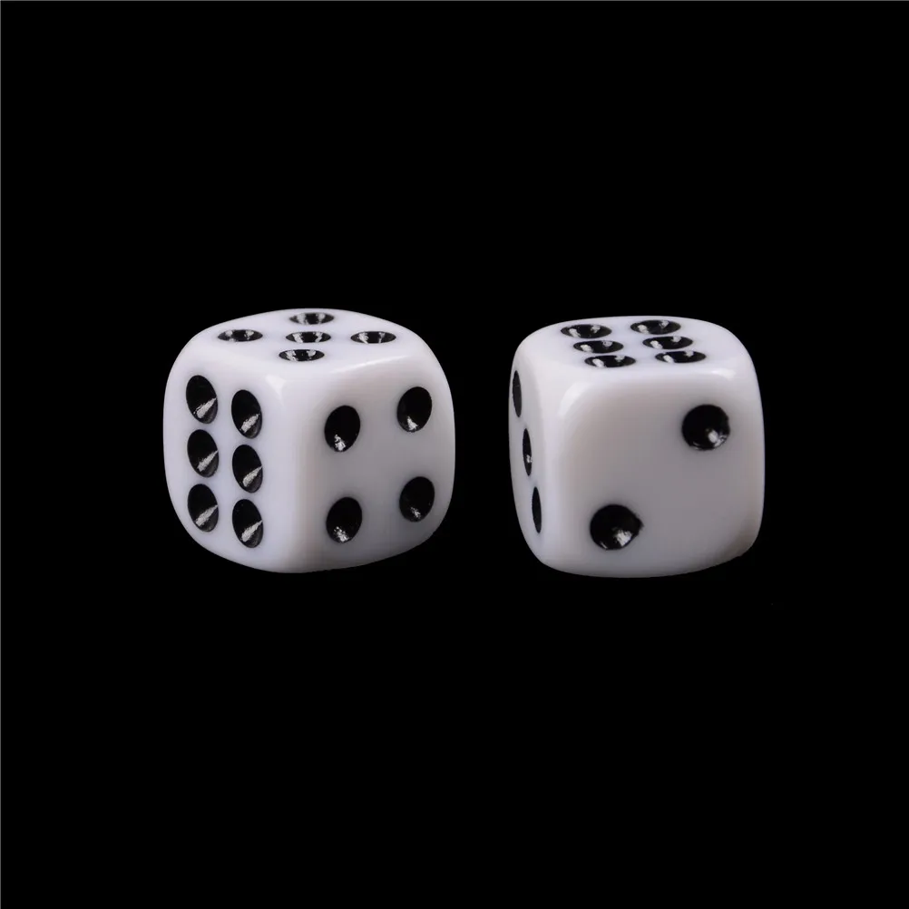 16mm White Playing Dices Set Six Sided Round Corner Opaque Dice RPG