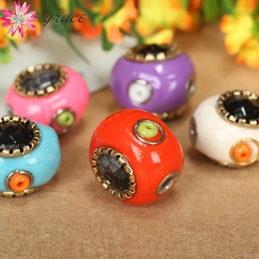

10pc/lots 20mm Handmade India Indonesia Unique Beads Original Personality For Jewelry Bracelet Necklace Make Diy Accessories