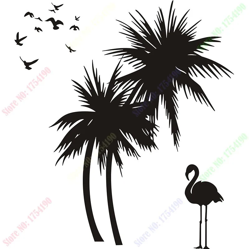 Большая Пальмовая птица клейкая виниловая настенная наклейка художественная Настенная Наклейка домашний декор