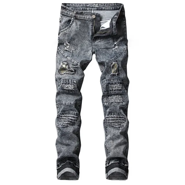 Kargo Pantolon Erkek Men S Stretchy Ripped Skinny Biker Jeans