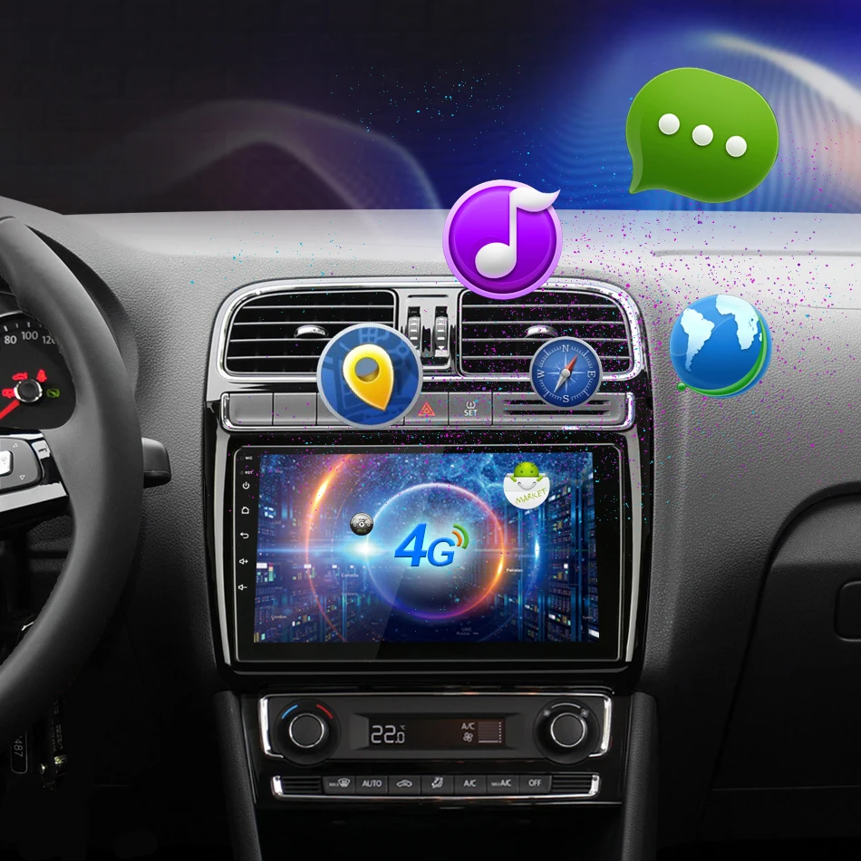 Sale Jansite 9" Car Multimedia Player for Volkswagen Polo Reverse Camera touch screen 4G network 1024*600 Steering Wheel Control WIFI 9