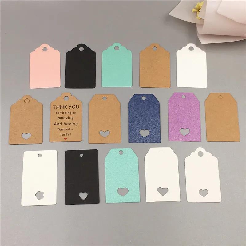 

100pcs 5x3cm Scalloped colorful Paper Card Hang Tag Cardboard Wedding Party Label Clothing Tag DIY Message Card