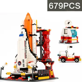 

679Pcs Spaceport Space The Shuttle Launch Center Bricks Model Building Kit Block Educational Toys For Children Military