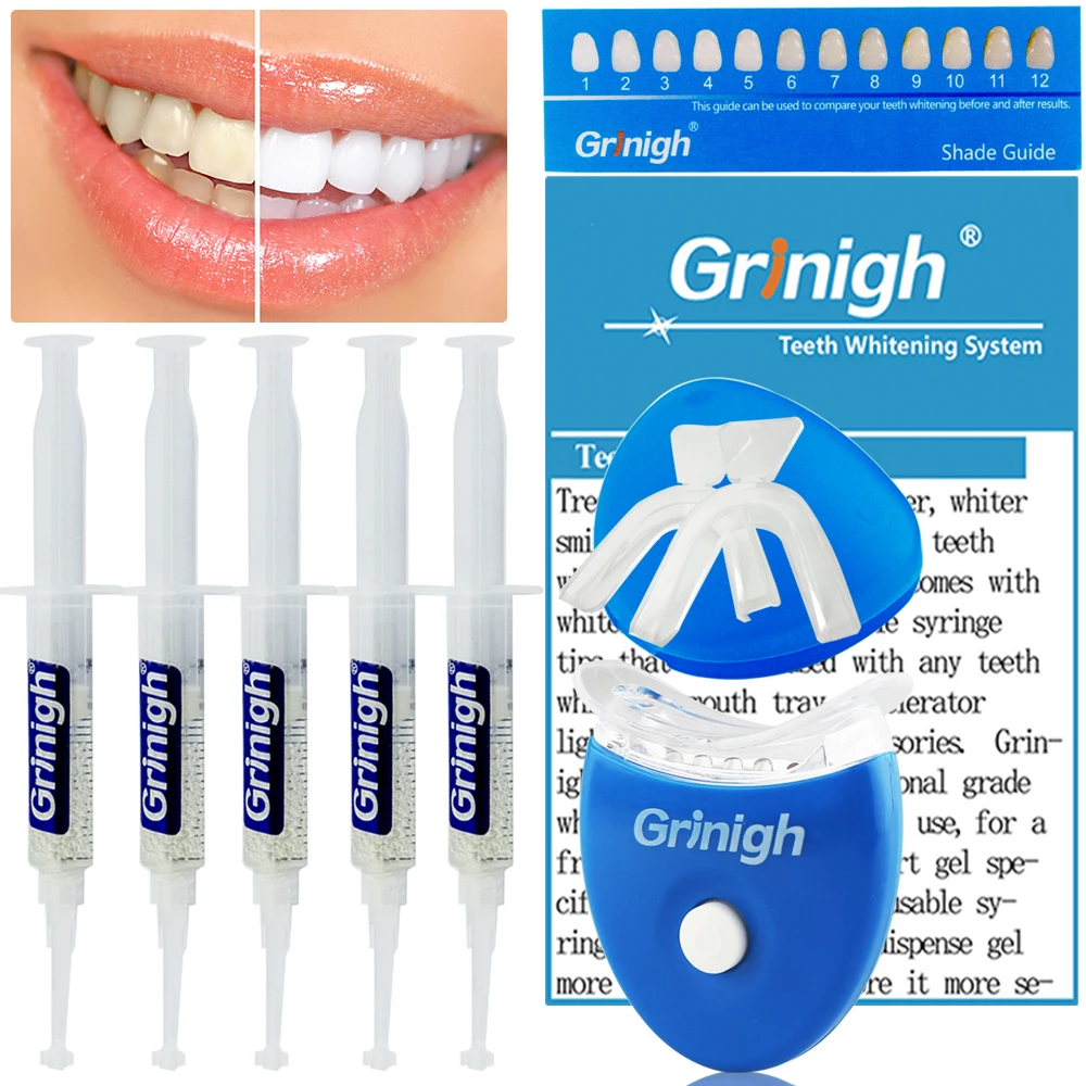 Grinigh Teeth Whitening Kit, LED Light, Zero None Peroxide,4.5ml Gel