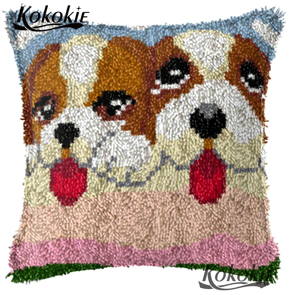 Latch hook diy rug making kit cross stitch kits embroidery needlework sets cartoon dog carpet Needlework Crocheting Rug Kits | Дом и сад