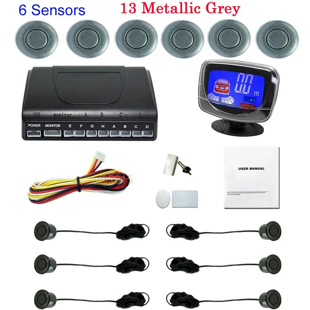 free shipping Car parking sensor with LCD display monitor 6 sensors 44