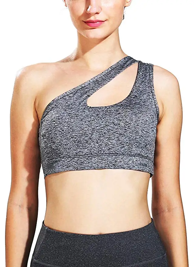 Zhangyunuo Women Sports Bra Fitness High Impact Personality Sports Top Oblique Shoulder Women Sport Gym Bra Top Workout Bra