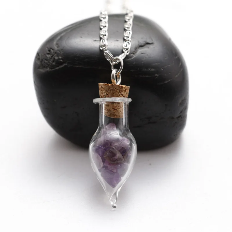 SEDmart Irregular Healing Crystal Gravel Natural Stone Pendant Necklace ...