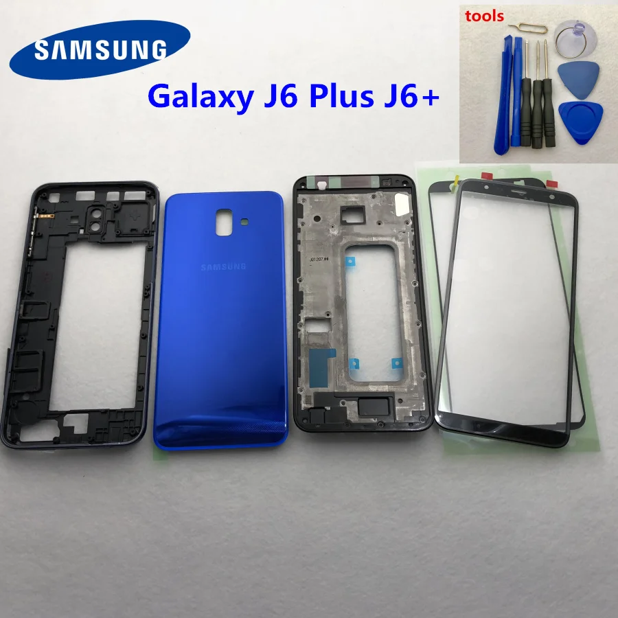 

For Samsung Galaxy J6 Plus 2018 J610 J610F Full Housing LCD panel Cover Middle Frame J4+ SM-J610F Battery door Case Replacement