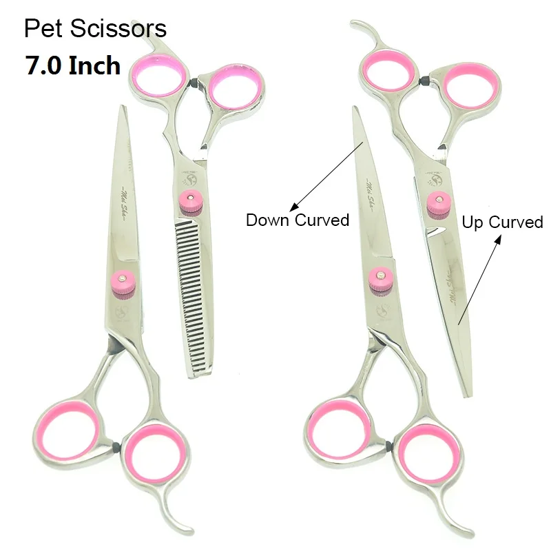 

7" Cheapest Dog Grooming Scissors Stainless Steel Pet Hair Cutting Thinning Shears Curved Cutting Tesoura Dog Accessories HB0050