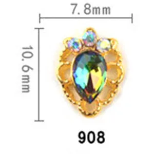 3D Nail Art Sparkly Big Rhinestone Jewel Diamond Design 10pcs Alloy Metal Crystal Stickers Glass Gem Stones Manicure Studs Tips - Цвет: 10pcs 908