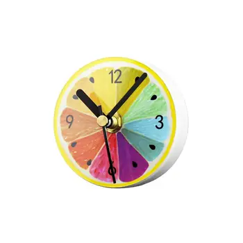 

Refrigerator Magnets Sticker Clock Round Fruit Pattern Wall Clock Message Stickers