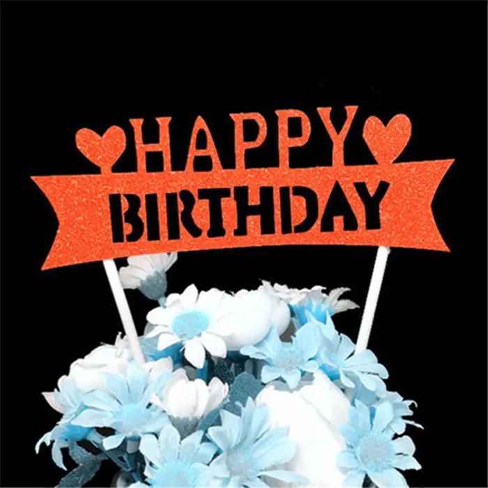 Топпер для торта «С Днем Рождения» украшения на день рождения Дети ребенок душ мальчик 50 день рождения украшения Anniversaire Золотой торт Топпер - Цвет: H30 Cake Topper