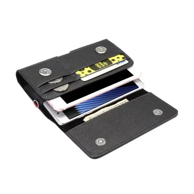 

New Best Quality Double layer Black Holster Leather Case Cover Belt Clip For Alcatel one touch fierce XL/5054 5.5 inch Phone bag