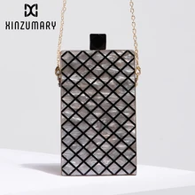 Женская новая модная вечерняя сумка для свадебной вечеринки, клетчатая Геометрическая акриловая женская сумка на плечо, сумка-мессенджер, женская сумка-клатч, кошелек