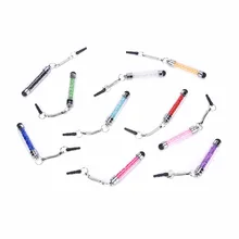 Роскошный кристалл алмаза Сенсорный экран емкостный стилус Шариковая Bling ручки кристалл пыли разъем стилус Сенсорный экран ручка