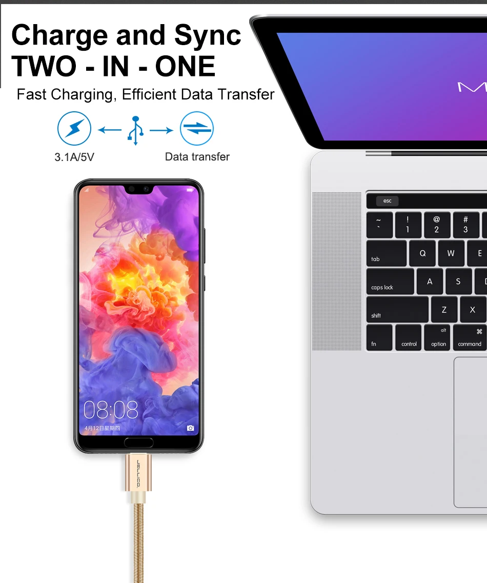 Jellico usb type C кабель для быстрой зарядки USB type-c 3,1 кабель для передачи данных зарядное устройство для телефона samsung S9 S8 Note 9 8 huawei P20 Xiaomi Mi 8