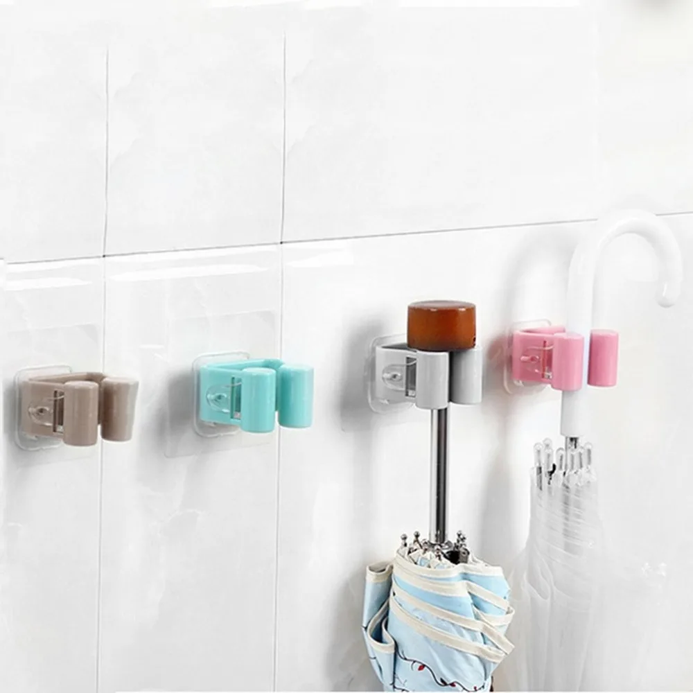 

Multi-functional Practical Kitchen Wall Mounted Mop Holder Home Bathroom Sweeper Storage Mop Hanger Rack Hooks