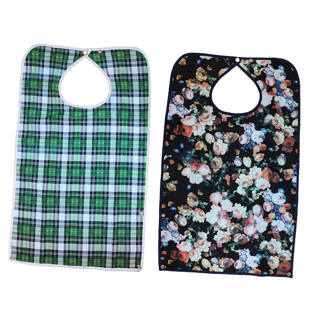 2 Pcs Resuable Adult Elderly Old Man Bib Eating Mealtime Aid Apron for Bedridden, Patient, Disability, Handicap