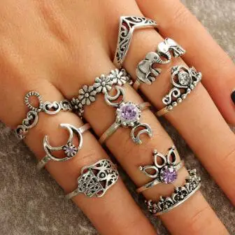 

Finger Silver 0 Flower Crystal Sculpture Elephant Ring 8cm 6 1 Set 1 7inch Elegant Ring 0 10Pcs of Jewelry 5 Pack