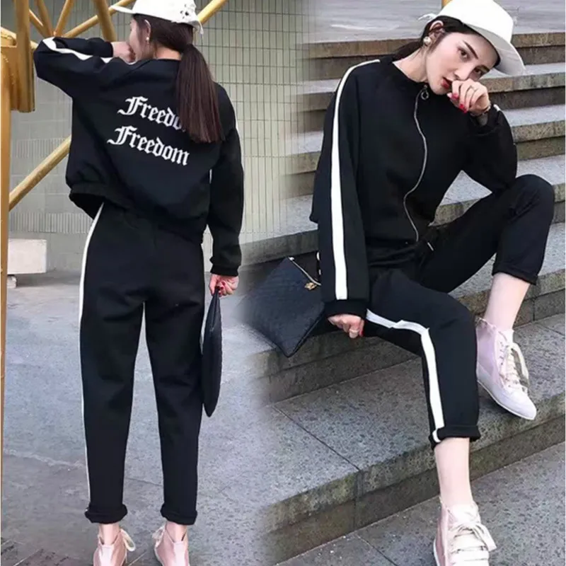 

casual sportswear 2 Two-piece set women autumn and winter 2019 new women's fashion casual slim slimming Sweatshirt sports suit