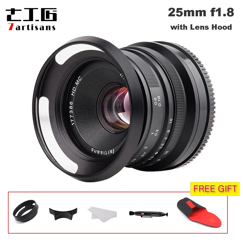 

7artisans 25mm / F1.8 Prime Lens to All Single Series for E Mount / for Micro 4/3 Cameras A7 A7II A7R A7RII X-A1 X-A2 G1 G2 G3