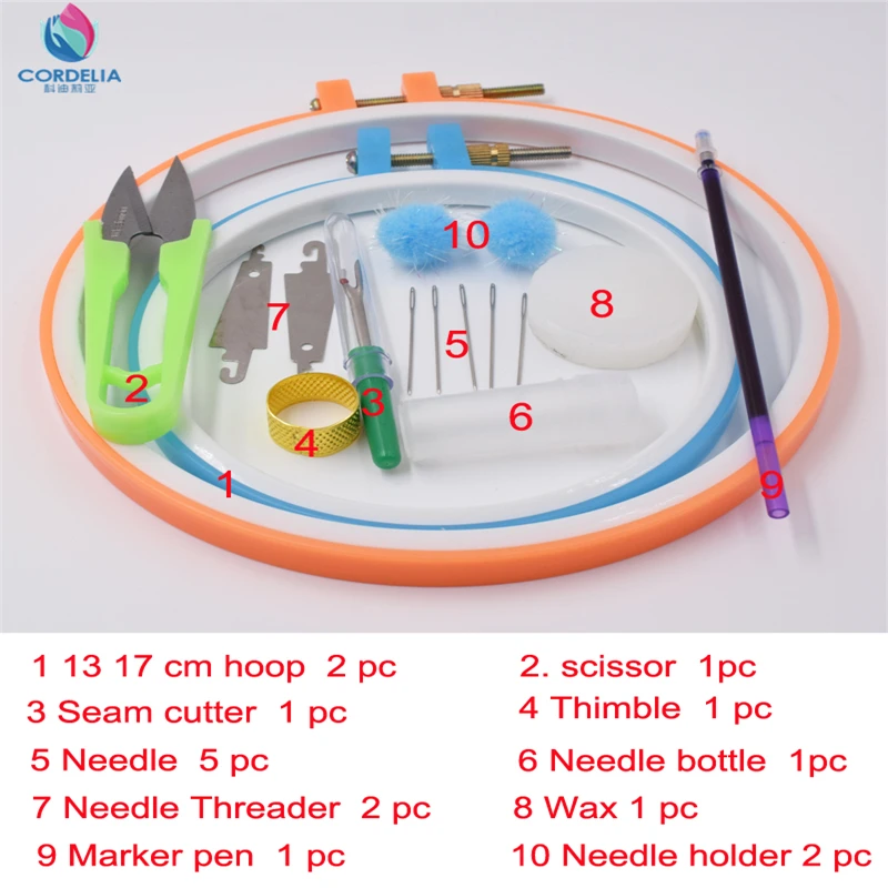 2016 best selling 13 17cm round embroidery hoop set including DIY