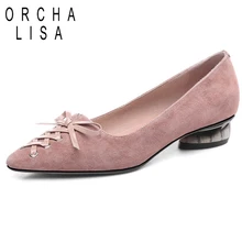 ORCHA LISA/Женская обувь из натуральной кожи; туфли-лодочки с острым носком на плоской подошве; туфли из овечьей кожи с перекрестной шнуровкой; туфли из флока без застежки; цвет черный, розовый; C1116