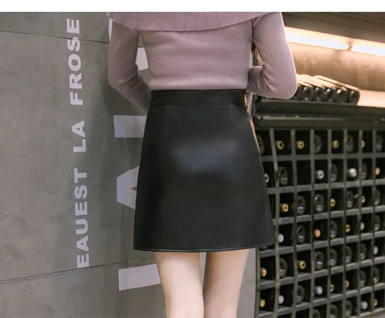 Весенне-летняя повседневная женская юбка из искусственной кожи, элегантная мини-юбка трапециевидной формы на молнии, женские Обтягивающие юбки с высокой талией черного цвета NS8930