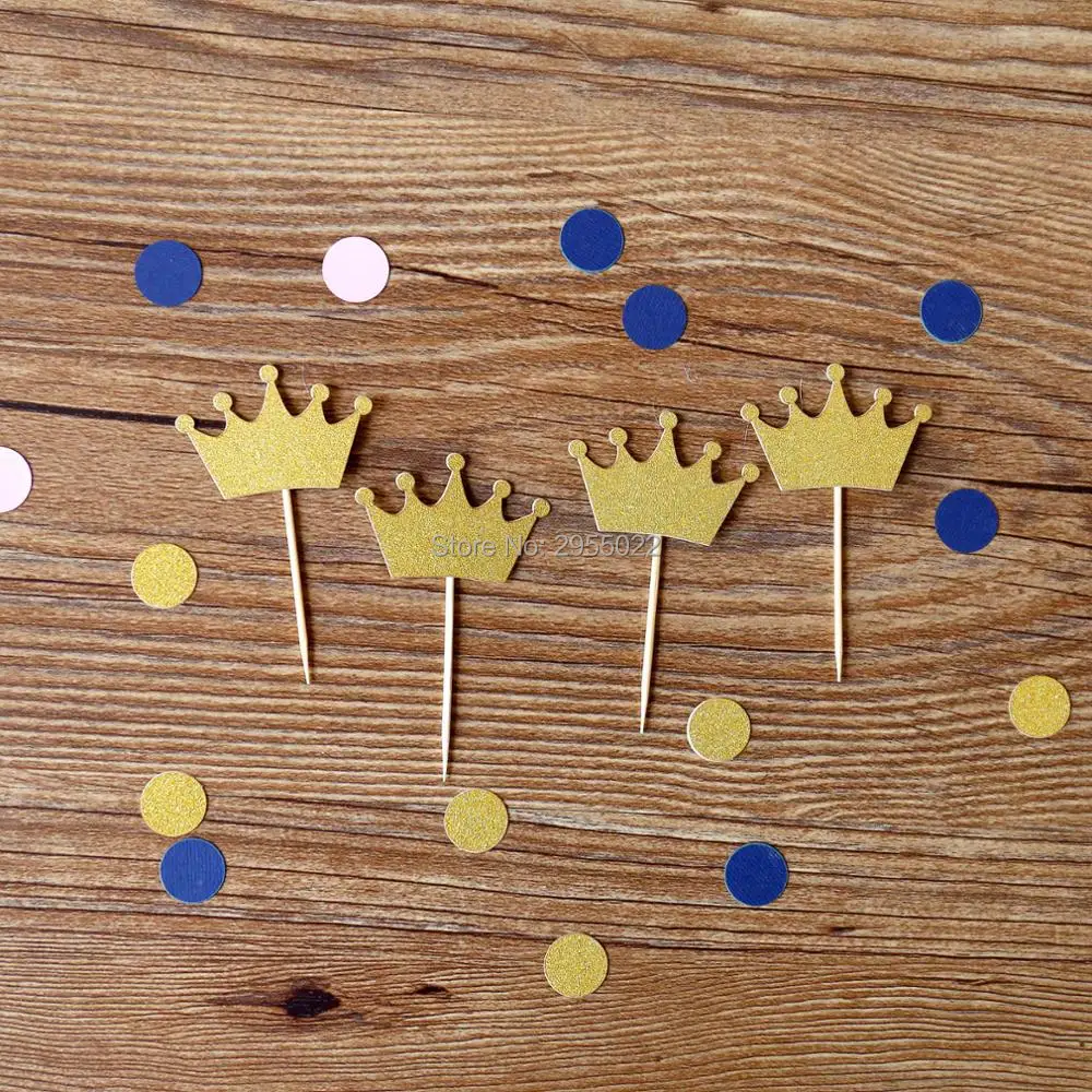 Gold Crown Cupcake Toppers,set Of 24 Party Decor,table Decorations,birthday Cupcake Topper,boy