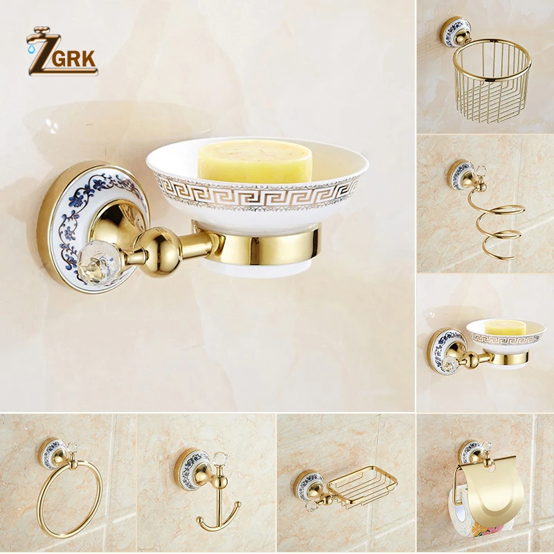 ZGRK настенный держатель для ванной комнаты, медный хромированный дизайн, держатель для рулона бумаги, золотой держатель для туалетной бумаги, коробка для салфеток, аксессуары для ванной комнаты