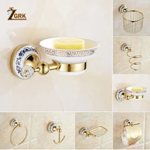 ZGRK Bathroom Wall Mount All Copper Chrome Design Paper Roll Holder Toilet Gold Paper Holder Tissue Box Bathroom Accessories