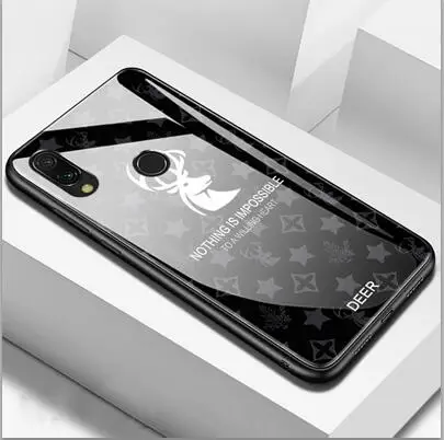 Синий Чехол для Xiaomi Redmi Note 7 Pro с рисунком оленя травы из закаленного стекла, силиконовый Жесткий Чехол для задней панели, чехол для RedmiNote7 Pro - Цвет: Синий