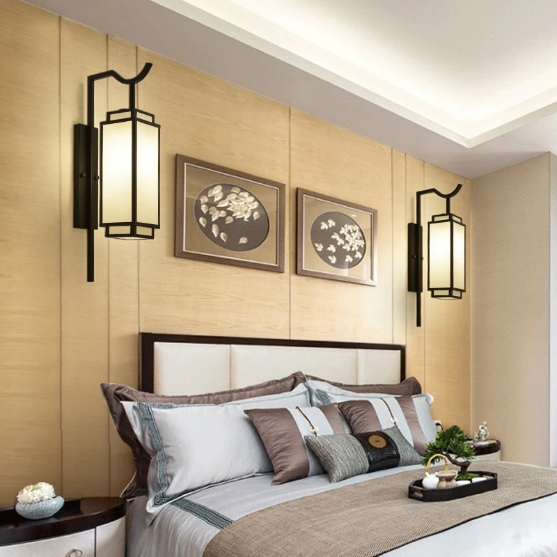 Винтажное настенное крепление Китайские светильники китайские Огни железное бра черный прикроватный настенный светильник E27 розетка для гостиной спальни светильник